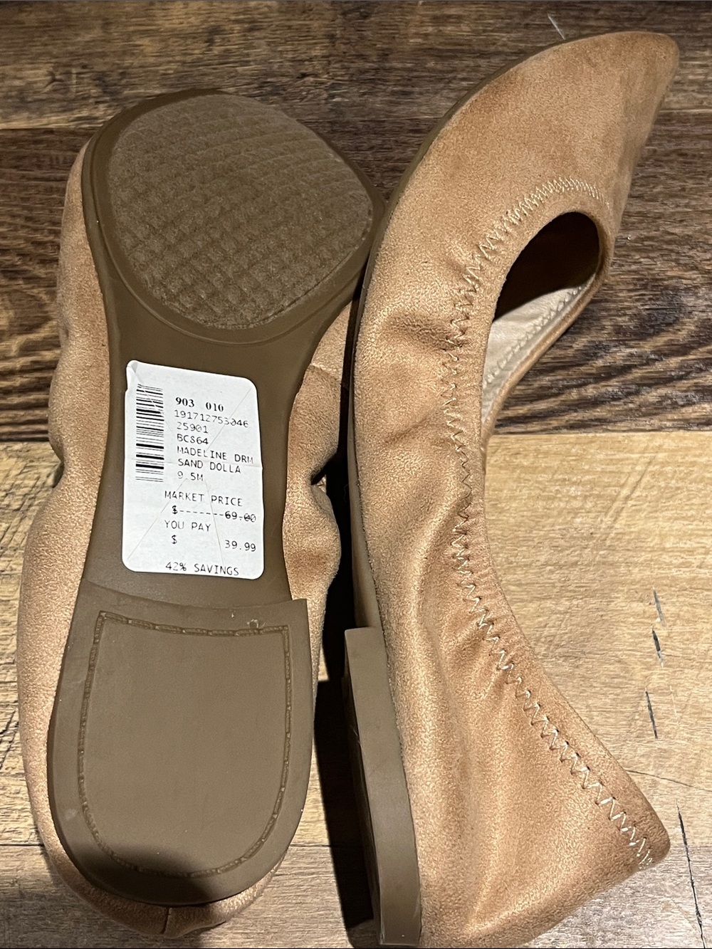 BCBGeneration Women's Tan Suede Pointed Ballet Flats - Picture 4 of 7